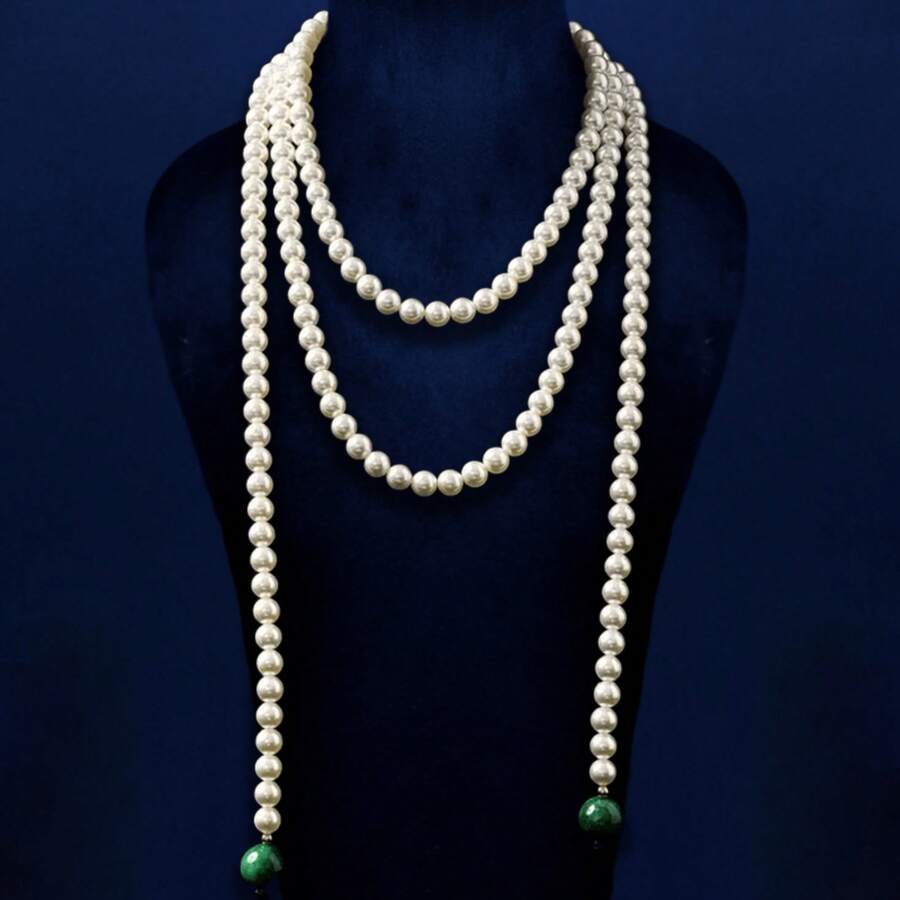 Vintage Layered Faux Pearl Pendant Necklace, Versatile Fashion Jewelry, Birthday/Valentine's Day Gift