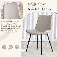 Set Of 4 Faux Leather Dining Chairs: Modern Design With Wide Seat And Backrest And Non-Slip Metal Legs For Home Office - Light Grey - View 5