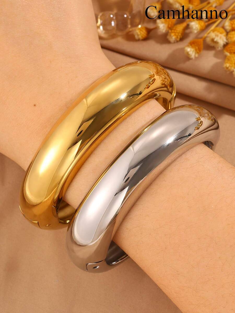 Camhanno 1 件优雅奢华不锈钢手链 - 光滑细腻的表面设计，完美契合日常通勤，为办公室装扮增添一丝优雅；约会之夜，它散发柔和的光芒，让您以精致的魅力脱颖而出；派对聚会，它更能衬托出您迷人的风采。 - 彩色 - 查看 1