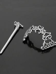 Viking Hair Clip Celtic Knot Crown Retro Metal Hair Stick Rune Dragon Slide Hair Clip Hair Accessories For Women - Multicolor - View 4