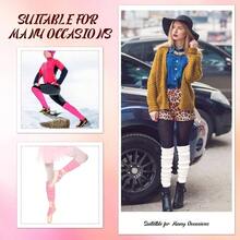 Long Leg Warmers Women 24 Inch Over Knee Knit Ribbed Leg Warmer Stirrup Yoga 80s Party Dance Ballet Supply - One Size + Pink, Rose Red, White + 3 - View 6