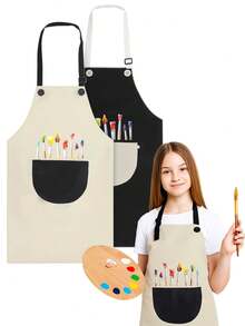 Adjustable Children's Art Apron Set - Waterproof Smock With Pockets, Suitable For Kids' Crafts, Painting, Baking And Cooking - Multicolor - View 1