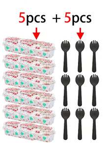 50/25 Packs Christmas Mini Cake Pans Mini Loaf Pans With Lids And Spoons, 6.8Oz Aluminum Foil Pans Tins, Individual Dessert Cups Containers For Party, Picnics - Rectangle - View 10