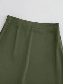 Chân váy bằng vải satin thanh lịch này rất phù hợp để mặc vào mùa xuân. Thích hợp cho những buổi đi chơi thường ngày, du lịch, dự tiệc, ngày Valentine và các buổi hẹn hò. (Không bao gồm thắt lưng) - Mù tạt xanh - Xem 4