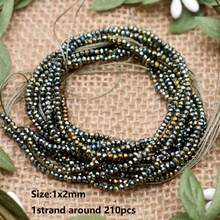 1 hebra de 210 piezas de cuentas de cristal facetadas de 1x2mm de color AB brillante, cuentas espaciadoras redondas de cristal para hacer joyas, hallazgos DIY, collares hechos a mano - Cuentas planas de 1x2 mm - Ver 10