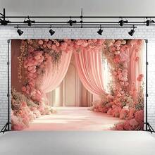 Phông nền chụp ảnh cưới bằng polyester 2D phẳng 1 mảnh in hình vòm hoa lãng mạn lý tưởng cho trang trí đám cưới, sinh nhật, kỷ niệm, sự kiện gia đình và sân vườn - 1 cái - Xem 3