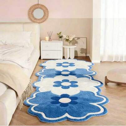 1 tấm thảm dài họa tiết hoa xanh tươi mát, thảm trang trí cạnh giường ngủ, thảm nhung họa tiết hoa xanh kiểu Ins, kích thước không đều, cho phép sai số cắt tỉa 1-5cm, thảm dài hành lang, thảm trải sàn, thảm dài, thảm nhỏ, thảm trang trí nhà cửa, thảm trải sàn, thảm phòng khách, trang trí nhà cửa phòng khách, trang trí phòng, thảm dày, thảm nhung, thảm mùa thu/đông, dày/mịn, thảm có thể giặt