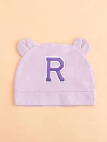 Touca infantil leve roxa com 26 letras e orelhas duplas, touca fofa para recém-nascido, macia, respirável e confortável, adequada para bebês de 0 a 3 meses, vários estilos disponíveis. - Roxo Malva - Ver 30