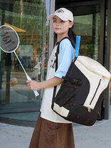 1PC Daily Sports Training Backpack With Large Capacity And Light Weight, Badminton Backpack, Tennis Racket Bag, Basketball Bag, Independent Shoe Compartment, Outdoor Sports Backpack, Contrasting Color Design, Fashionable And Simple, Versatile Backpack, Suitable For Fitness, Yoga, Outdoor Sports, Short-Distance Travel