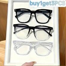 4pcs Unisex Square Frame Daily Wear Optical Glasses, Campus Style Face-Flattering Blue Light Blocking Glasses - 熱的 - 查看 2