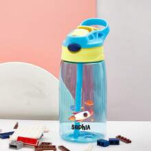 16oz/480ml Personalized Water Bottle For Kids, With Straw And Cap, Birthday/Back To School Supplies, Reusable, Suitable For Children, Boys, Girls And Teens, Great Gift Idea. 12oz/350ml Stainless Steel Water Bottle For Kids, With Silicone Straw, Unicorn, Butterfly, Space, Construction Vehicle Themes, Pink, Green, Blue, Purple, 5 Color Options, Children, Urban Chic, Modern, Colorful, Cute - Style 2 - View 44