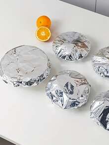 20/10/5-Piece Reusable Aluminum Foil Sleeves, Countertop Food Warmer, Food Storage Bags, Food Preservation Bags, Kitchen Storage, Household Plastic Packaging, Contact-, Leftovers Storage, Kitchen Freshness & Insulation Lids, Fits Bowls, Dishes & Plates, Keeps Food Warm, Fresh & Dust-Free, Food Preservation Equipment - Multicolor - View 5