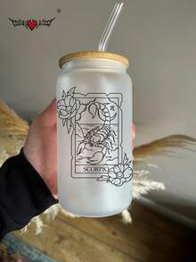 十二生肖磨砂玻璃吸管杯（带竹盖和吸管），高温烧制印花，冷饮/果汁吸管杯，热饮吸管杯，户外旅行大容量水杯，精致可爱的奶茶杯，有磨砂和透明两种版本可选，高品质抹茶吸管杯 - 最佳礼品之选！ - 彩色 - 查看 32