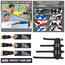 Armguard XT Guardabrazos de Tiro con Arco - Protector de Antebrazo con Cobertura y Proteccin Completas - Correas Elsticas Ajustables de Alta Densidad con Hebillas de Liberacin Rpida - negro + L - largo 9,5 pulgadas - Ver 1