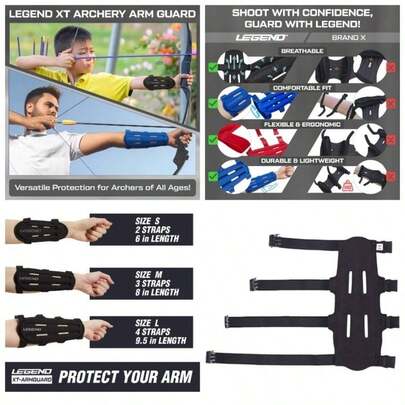 Armguard XT Guardabrazos de Tiro con Arco - Protector de Antebrazo con Cobertura y Proteccin Completas - Correas Elsticas Ajustables de Alta Densidad con Hebillas de Liberacin Rpida