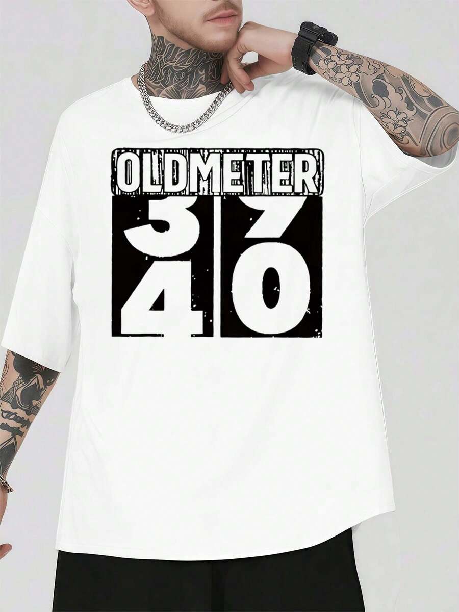 T-shirt graphique Oldmeter, tend ance, 100 % coton, imprimé original, décontracté et respirant - Blanc - Voir 1