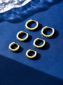 一对简约圈形耳环，925纯银材质，极简休闲女士耳环，高品质珠宝，节日及生日礼物，适合日常佩戴 - 車花切面菱形耳環 - 查看 6