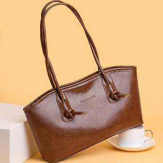 1 pieza Bolso de hombro de mujer de piel de PU, bolso de mano de moda