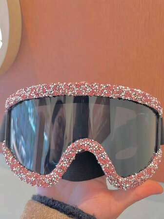 1副全镶钻滑雪镜 防风骑行摩托车镜 冬季防雾单板滑雪眼镜 滑雪面罩护目镜