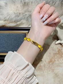 1pc New Fashion Women's Watch, Elegant Triangular Dial, Business Quartz Watch, Suitable For Daily Life, Parties And Banquets - 黃色 - 查看 6