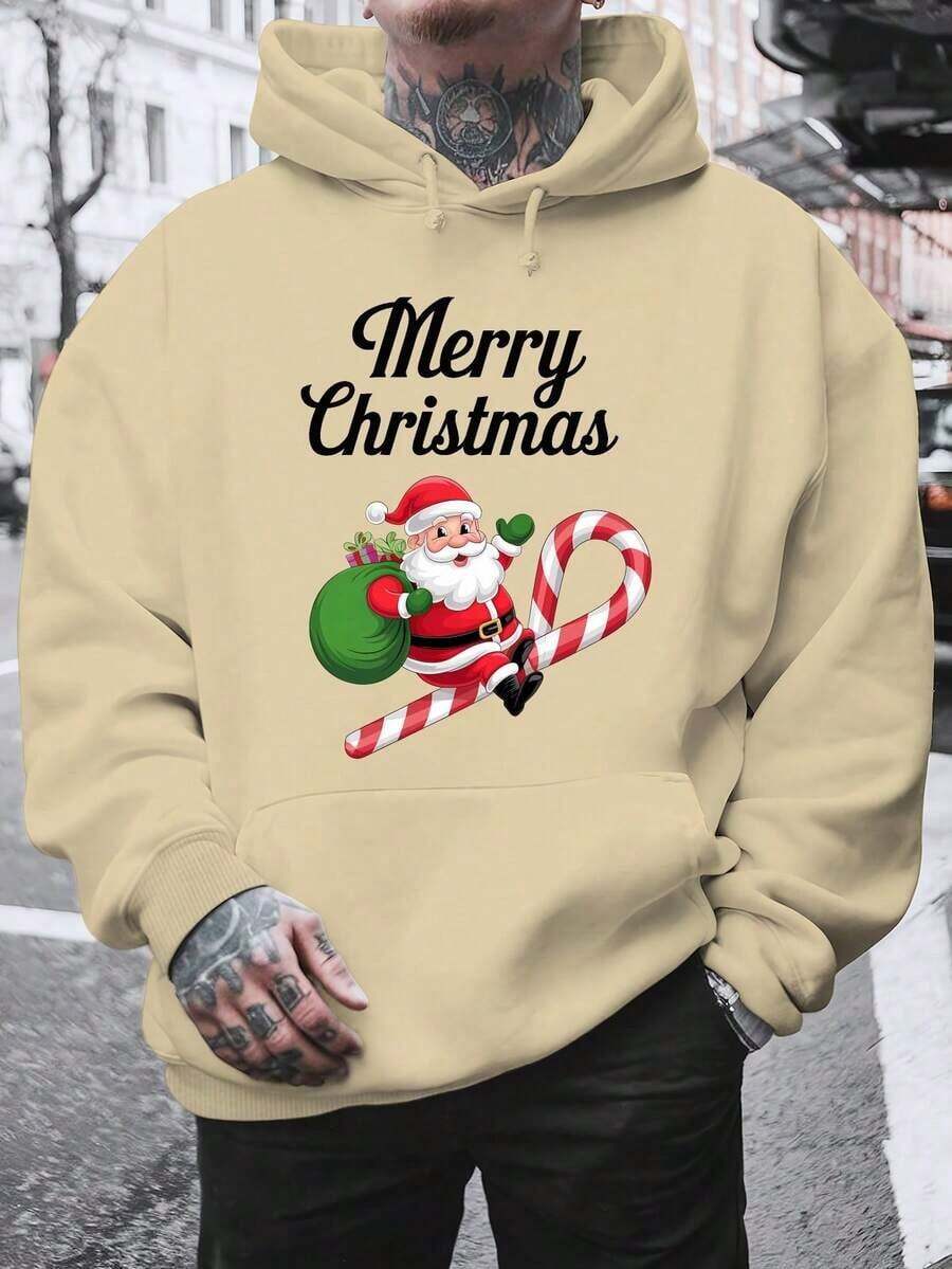 Sudadera con capucha con cordón y estampado de letras para hombre, para otoño - Albaricoque - Ver 1