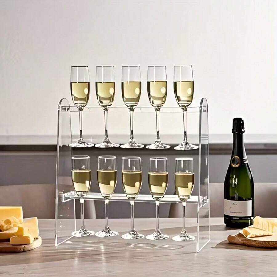 1 Set Acrylic Champagne Tower Glass Holder, Minimalist Modern Transparent Champagne Display Stand, Suitable For Party, Wedding, Birthday - Multicolor - View 1