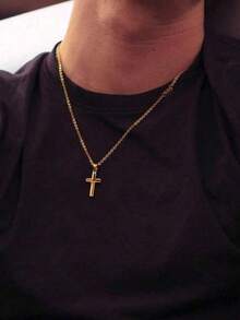 Small Cross Necklace For Men Women, Cross Pendant Chain Necklace, 18K Gold Plated/Silver/Black Pendant Necklace, Waterproof And Non Fading, Stainless Steel Jewelry Gift For Him - Cross Necklace - View 8