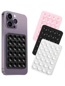 1/3pcs Double Sided Silicone Suction Cup Phone Case Mount, Silicon Sticky Phone Grip With Higher Suction For Cell Phone, Hands-Free Phone Accessories Holder For Selfies And Videos - 黑色 - 查看 1