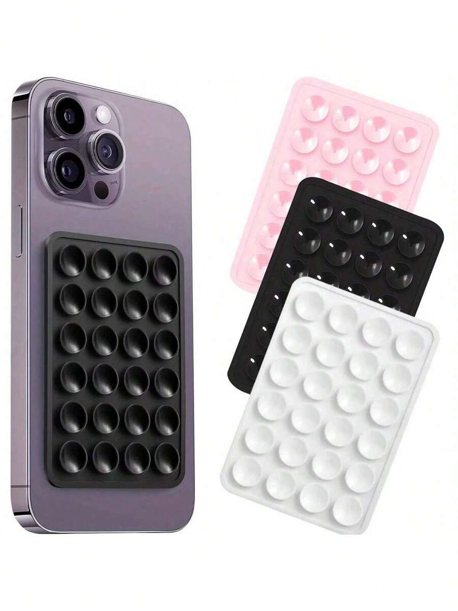1/3pcs Double Sided Silicone Suction Cup Phone Case Mount, Silicon Sticky Phone Grip With Higher Suction For Cell Phone, Hands-Free Phone Accessories Holder For Selfies And Videos - 黑色 - 查看 1
