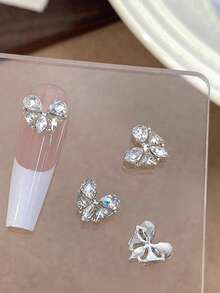 Bộ 10 viên đá Zirconia hình bướm trang trí móng tay, đá Zirconia hình trái tim màu bạc trắng lấp lánh, phụ kiện trang trí móng tay mùa đông, đồ dùng làm móng, đá trang trí móng tay. - Nhiều màu - Xem 14