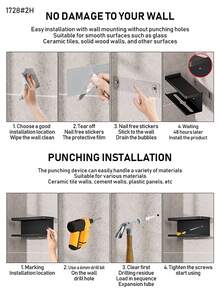 2-In-1 Kitchen Paper Towel Holder & Spice Rack, Wall-Mounted Cling Film & Paper Towel Dispenser, Tissue Box Organizer, Kitchen Storage Rack - Multicolor - View 6