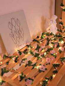 1 String Of 20 LED Pink Rose Vine Lights, 2M Length, Suitable For Balcony, Window, Bedroom, Dining Room, Garden Decor, Can Be Used As Romantic Table Lamp, All Seasons, Christmas Decoration, Christmas Lights, Fairy Lights, Christmas Gift, Room Decor, Bedroom Decor, Indoor Christmas Lighting, LED Light Strip, LED Lights, Indoor Christmas Lighting - 玫瑰花燈串 - 查看 7