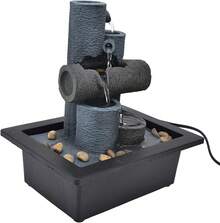 Changor Fuente Agua Interior, 25,5x23x17,5 Fuentes Mesa con Luces LED Cascada Rocas Apiladas para Decoración Oficina en el Hogar Plástico Resina (Enchufe Estadounidense 110V) - #214 - Ver 13