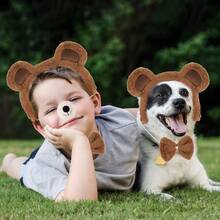 Diadema de Felpa Orejas de Oso y Conejo Set de 4 Piezas Disfraz de Cachorro con Nariz - Blanco - Ver 4