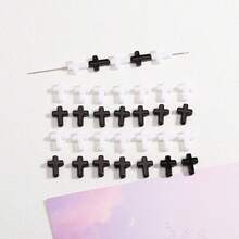 10/50/100pcs Black And White Cross Dark Bead Bracelet Necklace Phone Chain Hairclip Earrings Bead Material DIY Jewelry Accessories - Black and White - View 5