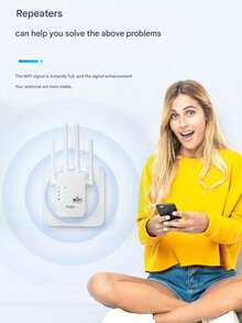 WiFi 6 Signal Booster, 1200Mbps/300Mbps Wall-Penetrating King 6 Antenna Amplifier, Solves Weak Signal Issues In Bedroom And Balcony, Wireless Network Repeater, Wide Coverage, Plug And Play