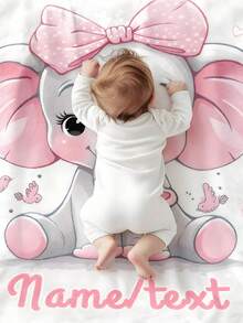 Customizable Name Elephant Blanket, All-Season Lightweight & Warm, Tear-Resistant, Personalized Gift For Sofa, Camping, Office, Bed, Machine Washable, Elephant - Multicolor - View 3