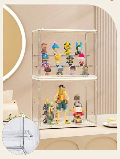 1pc Action Figure Storage Box, Blind Box, Doll Organizer Box, Acrylic Doll Display Case, Transparent Storage Box, Assembled Toy Storage & Display Box, Christmas Valentine's Day New Year Decor