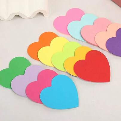 100pcs Thick Multi-Color Heart Shaped Self-Adhesive Sticky Notes, Removable & Reusable, Tear-Resistant Pink Memo Pad, Suitable For School Notes, Office Reminders, Personal To-Do Lists, Family & Colleague Messages, DIY Scrapbooking, Gift Card Decoration, Holiday Party Favors, Diary Highlighting, Etc.