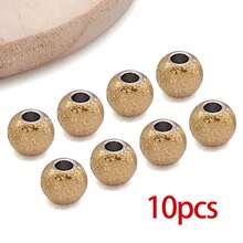 10pcs Stainless Steel Beads Textured Metal Spacer Round Tiny Stardust Frosted Matt Sparkle Glitter Ball Bead For DIY Bracelets Jewelry Making Crafts Supplies - Multicolor - View 12