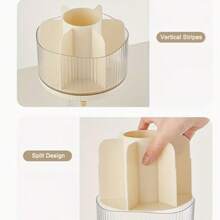 1pc Dustproof 360° Rotating Stationery And Cosmetics Organizer Features Dividers To Hold Pens, Makeup Brushes, Lipsticks, And Skincare Products. - one-size - View 10