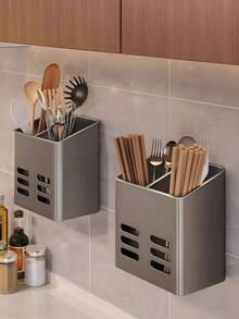 1/2 hộp đựng đồ nhà bếp, hộp đựng dụng cụ nhà bếp, hộp đựng đồ phòng tắm, hộp đựng điều khiển từ xa, hộp đựng mỹ phẩm treo tường, hộp đựng bàn chải đánh răng, sữa rửa mặt, dao cạo râu, kệ thoát nước phòng tắm, giá đựng đũa và thìa, ống đựng đồ không cần khoan, thích hợp cho nhà bếp, phòng tắm, nhà vệ sinh. - Nhiều màu - Xem 3