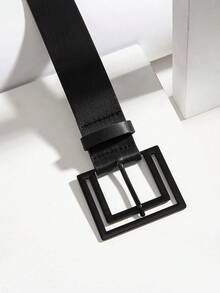 1 chiếc váy PU khóa vuông khoét lỗ phun sơn cho nữ kèm thắt lưng, thời trang để mặc hàng ngày - màu đen - Xem 3