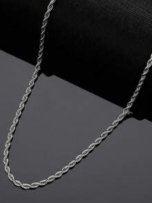 男士扭纹项链，1条装，18-24英寸，金/银色，嘻哈风格时尚饰品，情人节、父亲节、节日、派对礼物 - 麻花項鍊 - 查看 9