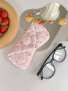 1pc Heart-Shaped Quilted Eyeglasses Case, Women's Glasses Bag, Eyeglasses Box, Eyeglasses Holder, Girls Eyewear Storage Box, Suitable For Travel, Vacation And School, Sunglasses Pouch, Multi-Function Storage Bag, Eyewear Organizer, Jewelry Pouch, Sunglasses Accessories, Designed In Korean INS Style, With Buckle Closure, Perfect For Protecting Sunglasses, Birthday Gift, Friend Gift, Bridesmaid Gift, Back To School Gift, Travel Essential, Dorm Essential - 彩色 - 查看 8