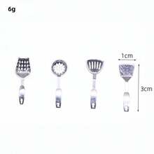 Dollhouse Mini Pot Shovel Soup Spoon Kitchen Set Miniature Kitchen Scene Prop Model - Silver - View 8