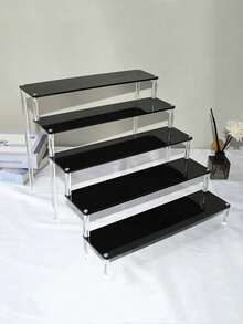 1pc Black Acrylic Ladder Stand Display Stand, Multi-Purpose Display Stand, Used For Cosmetics/Perfume Bottle/Hand-Made/Glasses And Other Placement, Display Living Room/Bedroom. Back To School - Multicolor - View 1