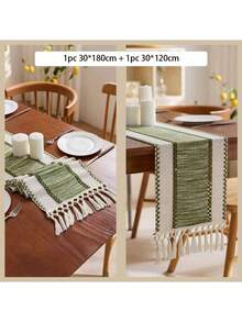 Nordic-Bohemian Striped Table Runner: Hand-Woven Tassels For Dining Tables, Round Coffee Tables & Rustic Home Decor,Perfect For Wedding Receptions, Outdoor Parties & Valentine's Decor,Rectangular Design ForHome & Restaurant Decor, KitchenDining Table Centerpiece, DecorativeDining Accessory, Rustic Decor Item, Intricate Weaving, Durable Fabric