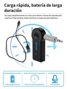 Mini receptor de Audio con Bluetooth 5,0, Receptor Bluetooth auxiliar para coche,adaptador inalámbrico de manos libres, estéreo, AUX, USB, para PC, auriculares, Coche, receptor estéreo manos libres para teléfono móvil. - Negro - Ver 4