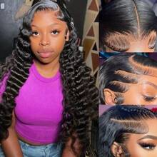 [Buy 1,Get 2] 13x4 Lace Front Wigs Human Hair Pre Plucked 200 Density Brazilian Wet And Wavy Human Hair Wigs For Women Glueless Curly Lace Frontal Wig Natural Color Combo  Ombre Honey Blonde Lace Front Wig Human Hair 13x4 Highlight Body Wave Lace Front Wig Human Hair Pre Plucked With Baby Hair 4/27 HD Lace Wig Human Hair  Colored Wigs  Buy 1 Get 1 Free Wig - Natural Black - 查看 4
